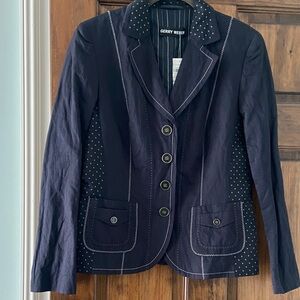 Gerry Weber Women's Navy Blazer with Polka Dot Accents Brand New Size 38 (US 8)